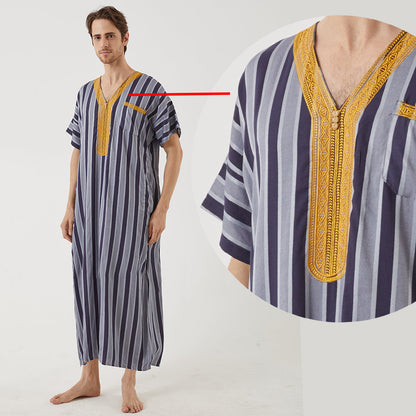 New Trendy Embroidery Jubba Thobe  For Men Kaftan Abaya