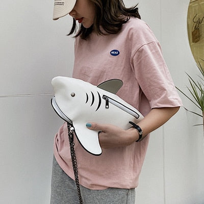 Fashion Shark Shaped Chains Crossbody Bag