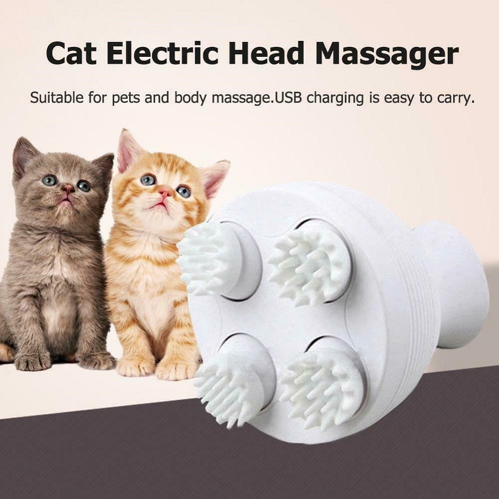 Electric Cat Head Massager Dog Pet Massage Machine Vibrating Scalp Charging Kneading Health Care Cat Comb Supplies Accessories