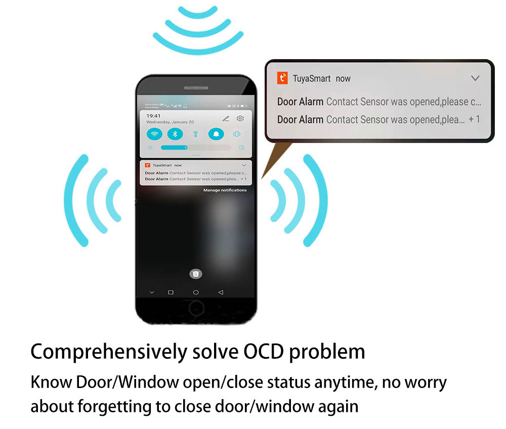 Door Sensor Open Close Detector with Smartlife APP Notification