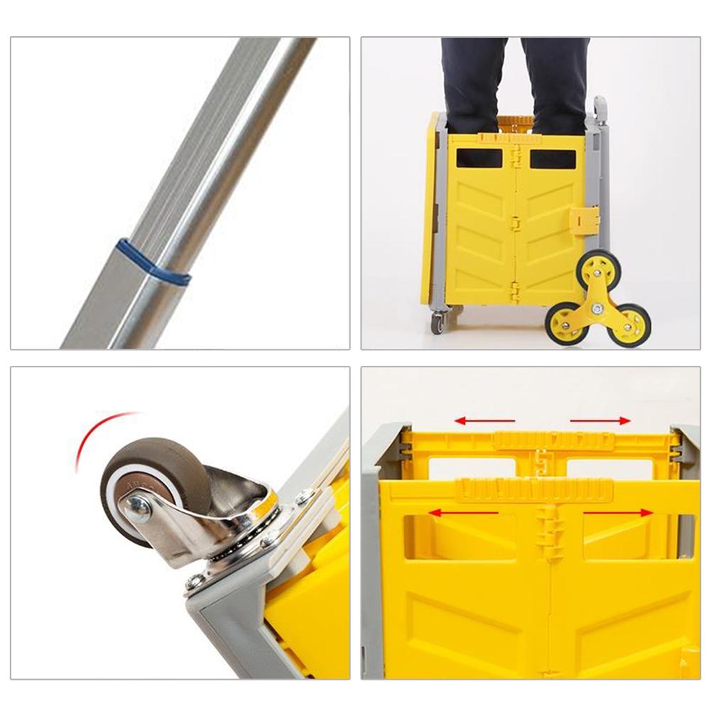Shopping Trolley Folding Cart Heavy Duty Crate Handcart With 8 Wheels Portable Tools Carrier For Travel Shopping Moving Luggage Home Storage