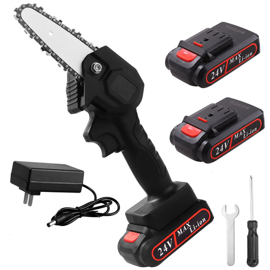 Electric Chainsaw 21V Portable Handheld Cordless Pruning Shears Chainsaw for Woodworking Garden Tools Cutting