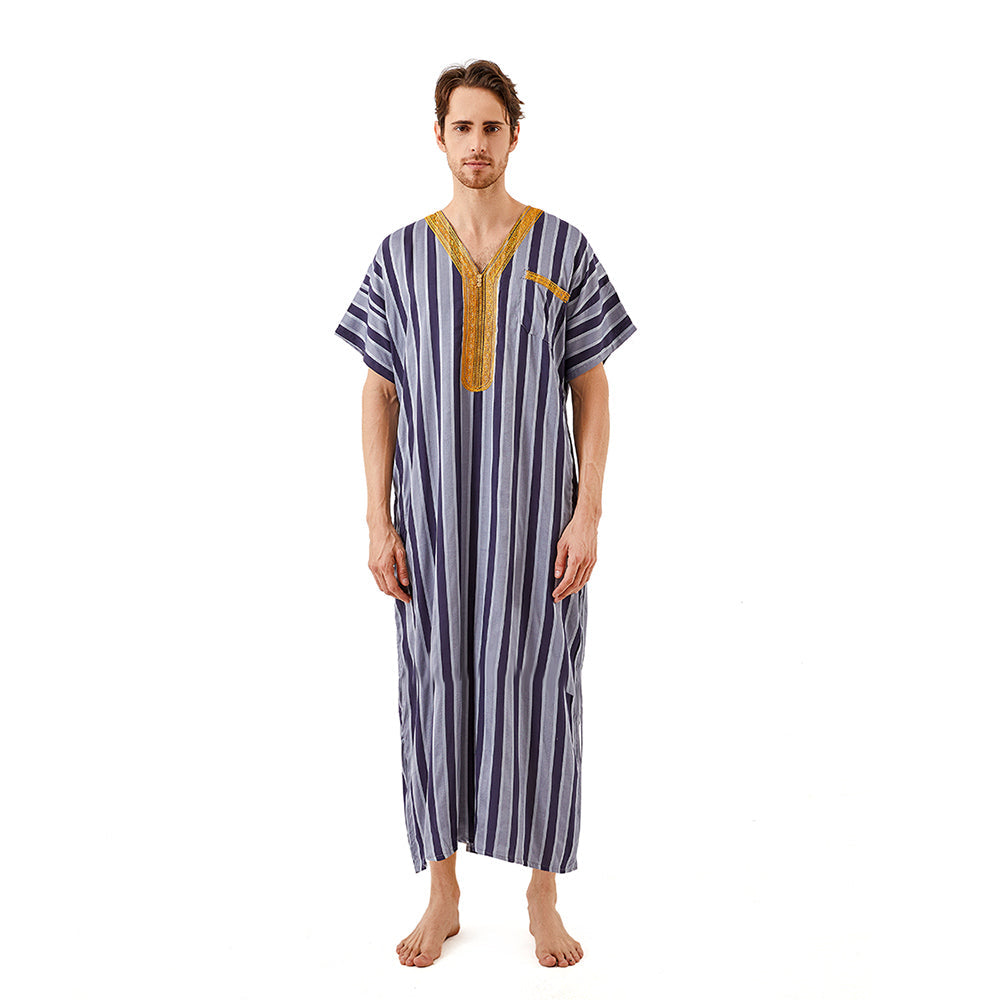 New Trendy Embroidery Jubba Thobe  For Men Kaftan Abaya