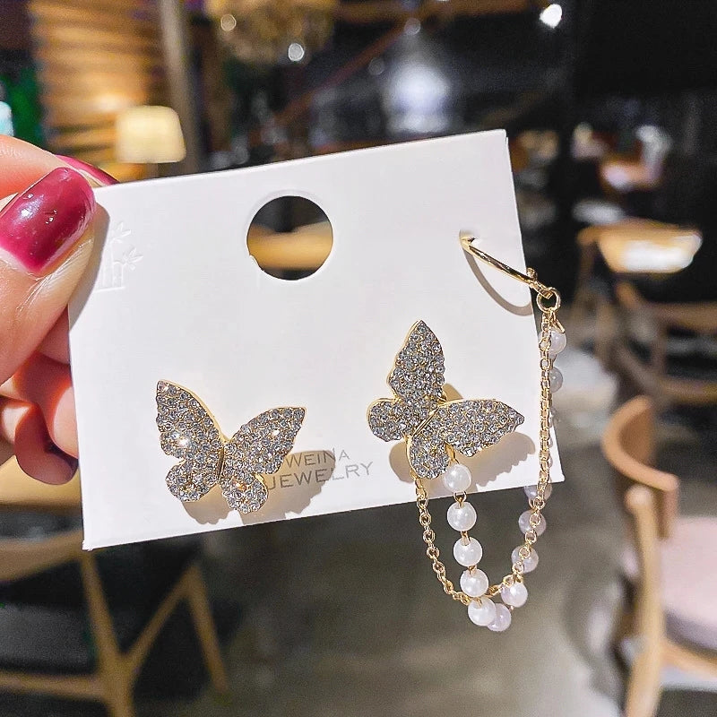 Sparkling Earings Butterfly Clips