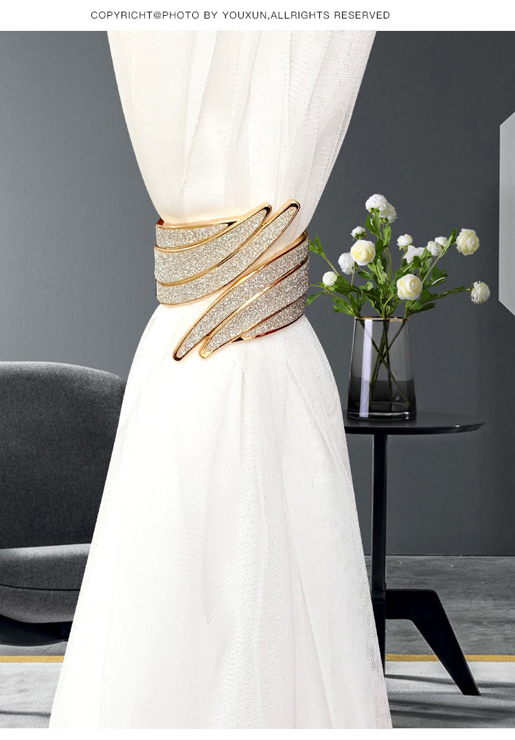European light luxury curtain strap with metal inlaid diamond buckle