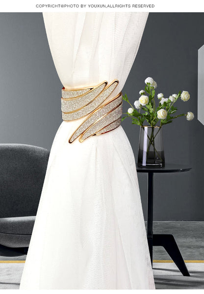European light luxury curtain strap with metal inlaid diamond buckle