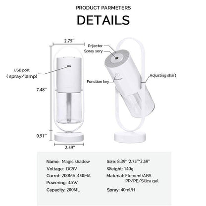 Mini Portable Wireless Usb Charging Humidifier Mute Projection Lamp 360 Rotating Aromatherapy Diffuser For Home Bedroom