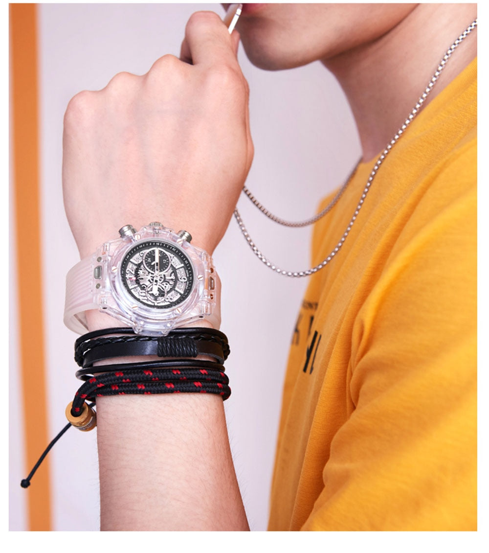 Branded Transparent Fashion Casual Quartz  Wrist Watch