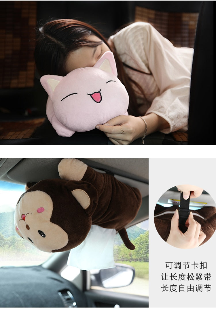 Creative Car Tissue Box Cover Cute Shiba Inu Dog Plush Toy Armrest Tissue Box Holder For Car Seat Back Hanging Napkin Dispenser