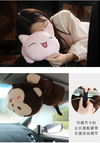 Creative Car Tissue Box Cover Cute Shiba Inu Dog Plush Toy Armrest Tissue Box Holder For Car Seat Back Hanging Napkin Dispenser