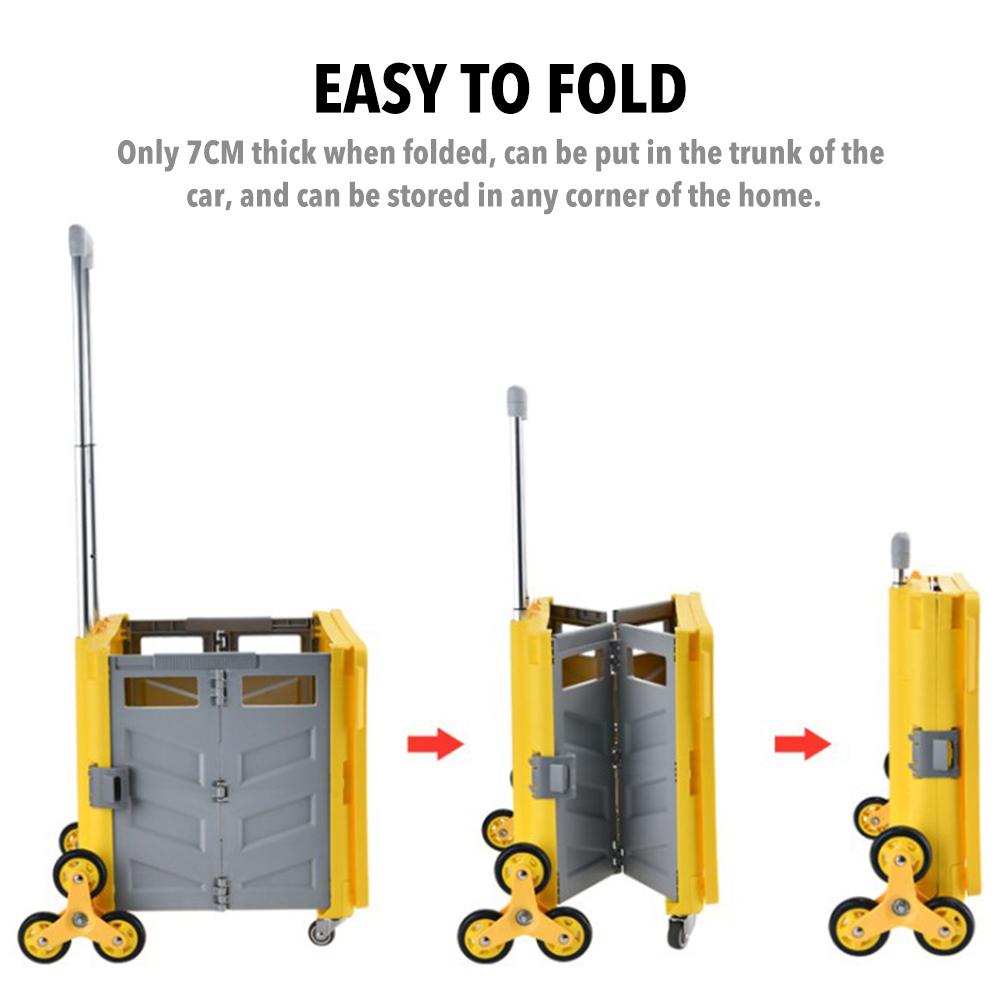 Shopping Trolley Folding Cart Heavy Duty Crate Handcart With 8 Wheels Portable Tools Carrier For Travel Shopping Moving Luggage Home Storage