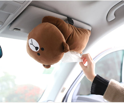 Creative Car Tissue Box Cover Cute Shiba Inu Dog Plush Toy Armrest Tissue Box Holder For Car Seat Back Hanging Napkin Dispenser