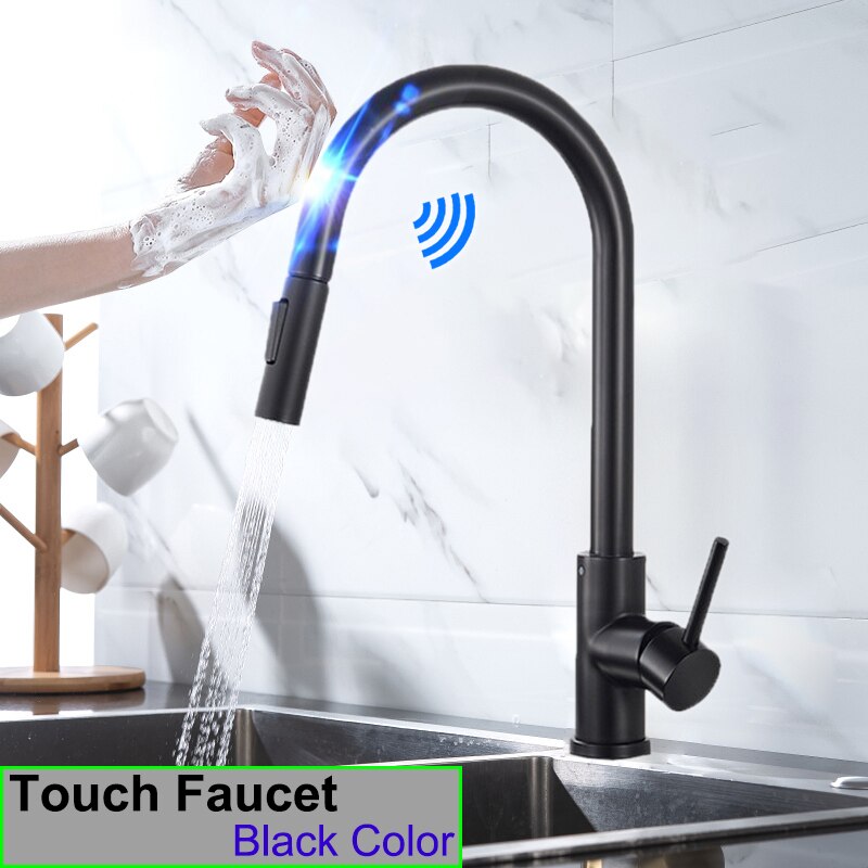 Elegant Kitchen Faucet Sensor Smart Touch Pull Out  Tap