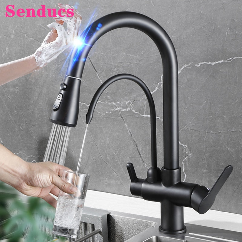 Elegant Kitchen Faucet Sensor Smart Touch Pull Out  Tap