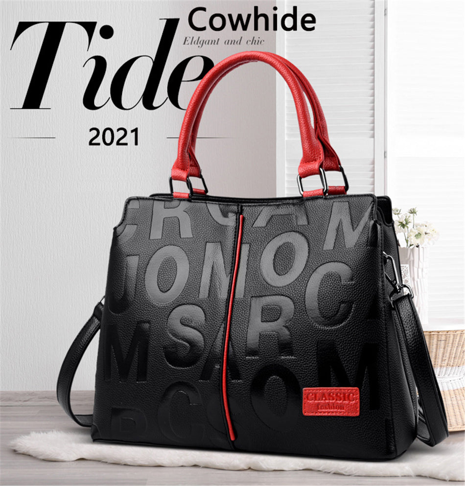 Ladies Quality Leather Letter Shoulder Bags