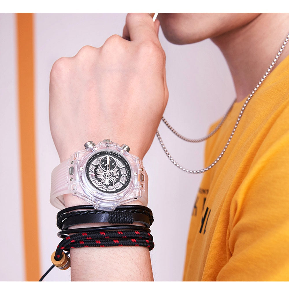 Branded Transparent Fashion Casual Quartz  Wrist Watch