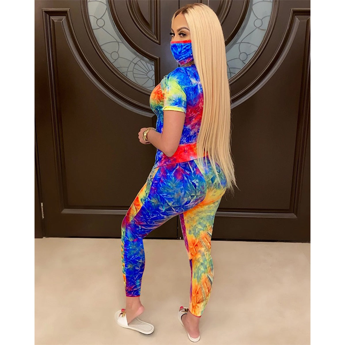 Tie-Dye Clothes Set Women Summer Casual Two Piece Sportswear
