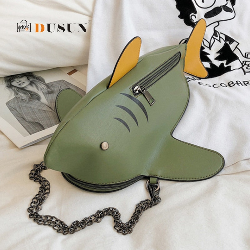 Fashion Shark Shaped Chains Crossbody Bag