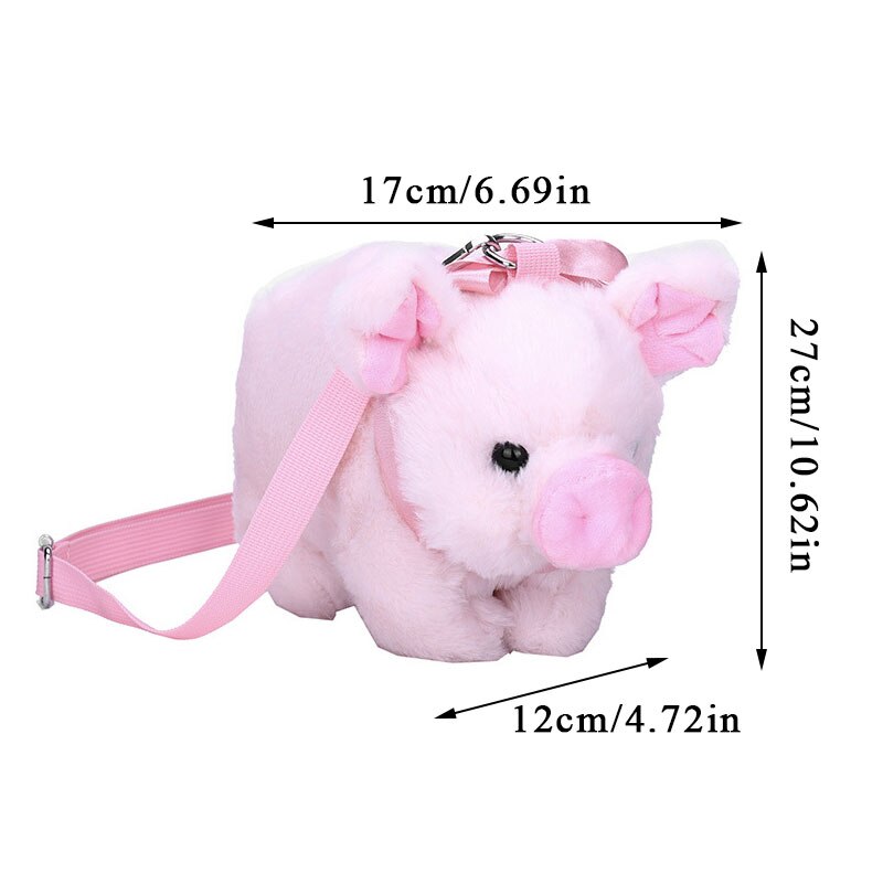 Fluffy Pink Pig Cute Soft Plush Girls Shoulder Bag
