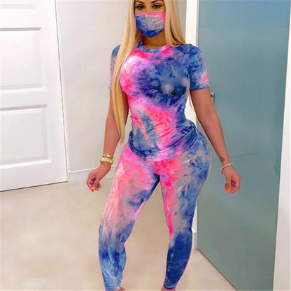 Tie-Dye Clothes Set Women Summer Casual Two Piece Sportswear