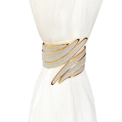 European light luxury curtain strap with metal inlaid diamond buckle
