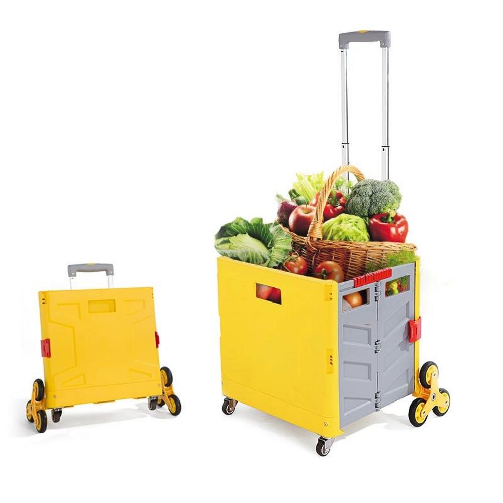 Shopping Trolley Folding Cart Heavy Duty Crate Handcart With 8 Wheels Portable Tools Carrier For Travel Shopping Moving Luggage Home Storage