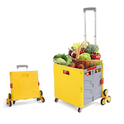 Shopping Trolley Folding Cart Heavy Duty Crate Handcart With 8 Wheels Portable Tools Carrier For Travel Shopping Moving Luggage Home Storage