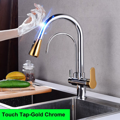 Elegant Kitchen Faucet Sensor Smart Touch Pull Out  Tap