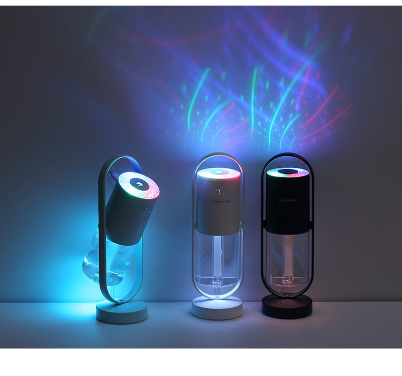 Mini Portable Wireless Usb Charging Humidifier Mute Projection Lamp 360 Rotating Aromatherapy Diffuser For Home Bedroom