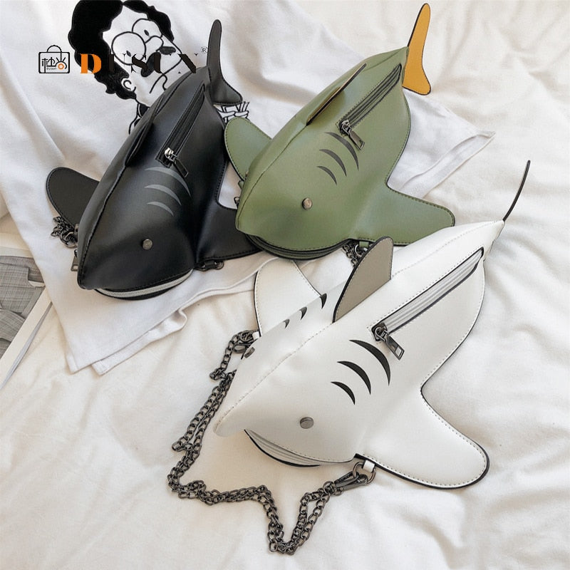 Fashion Shark Shaped Chains Crossbody Bag