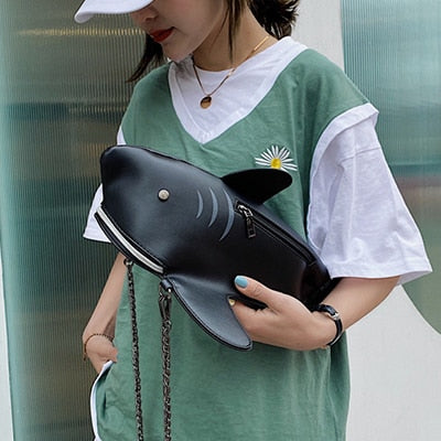 Fashion Shark Shaped Chains Crossbody Bag