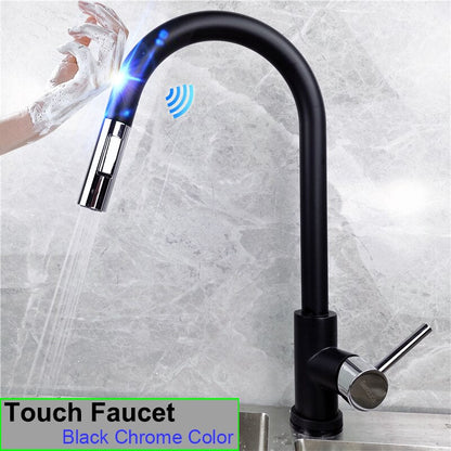 Elegant Kitchen Faucet Sensor Smart Touch Pull Out  Tap