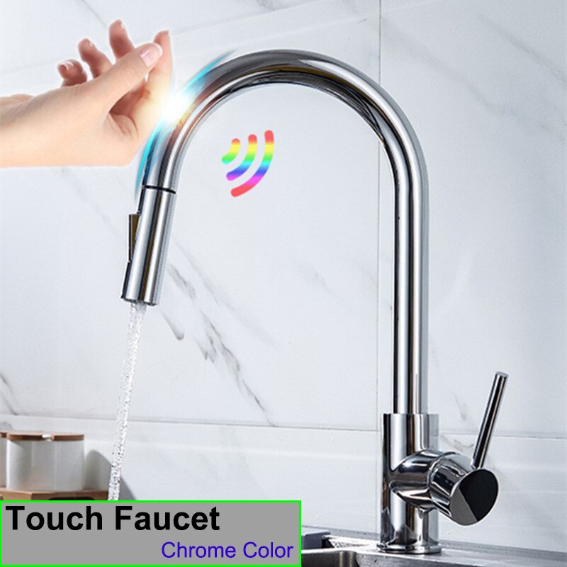Elegant Kitchen Faucet Sensor Smart Touch Pull Out  Tap