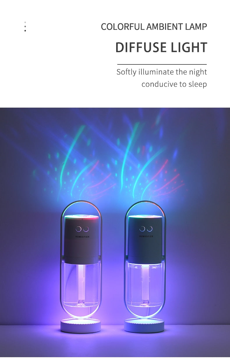 Mini Portable Wireless Usb Charging Humidifier Mute Projection Lamp 360 Rotating Aromatherapy Diffuser For Home Bedroom