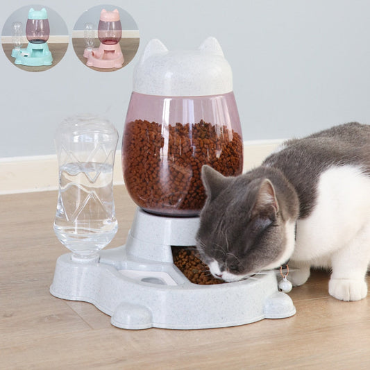 Pet Dot Cat Water & Food Feeder & Dispenser Bowl