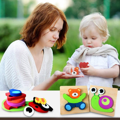 Montessori-leerpuzzel van hout – Kleurenplezier (1+1 Gratis)