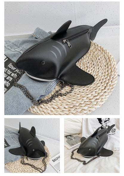 Fashion Shark Shaped Chains Crossbody Bag