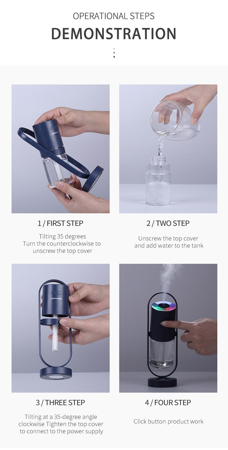 Mini Portable Wireless Usb Charging Humidifier Mute Projection Lamp 360 Rotating Aromatherapy Diffuser For Home Bedroom