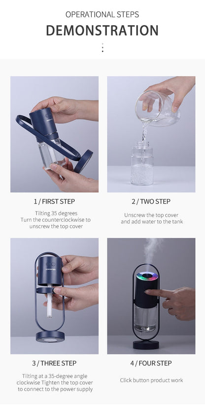 Mini Portable Wireless Usb Charging Humidifier Mute Projection Lamp 360 Rotating Aromatherapy Diffuser For Home Bedroom