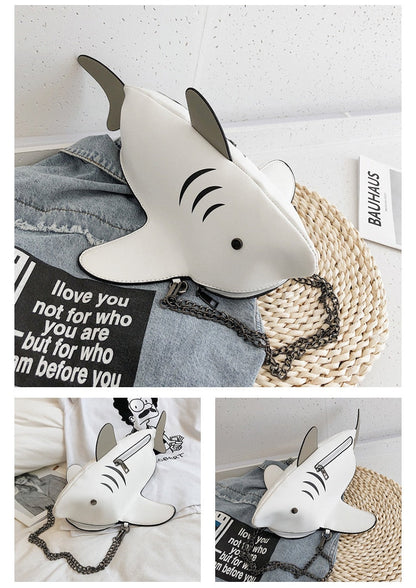 Fashion Shark Shaped Chains Crossbody Bag