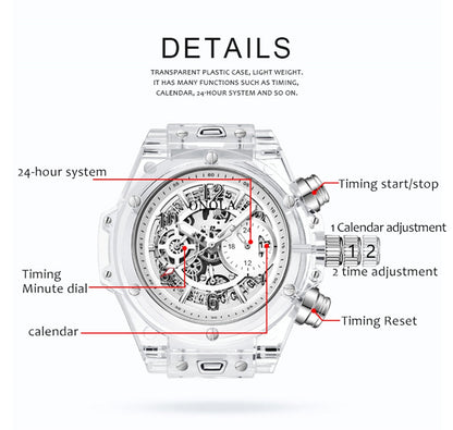 Branded Transparent Fashion Casual Quartz  Wrist Watch