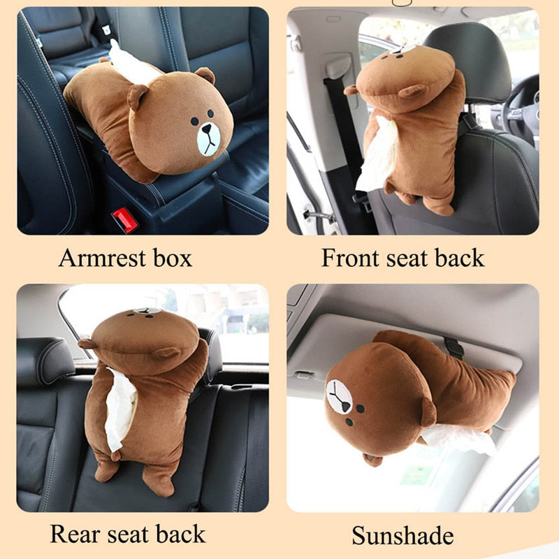 Creative Car Tissue Box Cover Cute Shiba Inu Dog Plush Toy Armrest Tissue Box Holder For Car Seat Back Hanging Napkin Dispenser