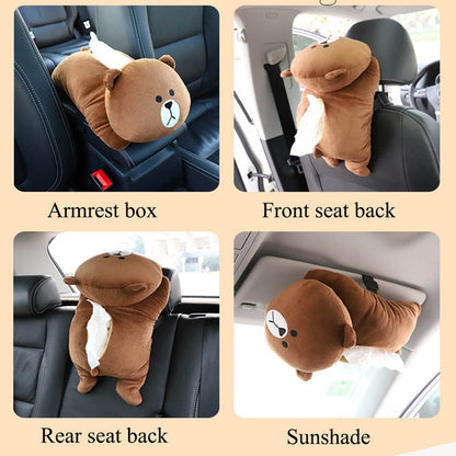 Creative Car Tissue Box Cover Cute Shiba Inu Dog Plush Toy Armrest Tissue Box Holder For Car Seat Back Hanging Napkin Dispenser