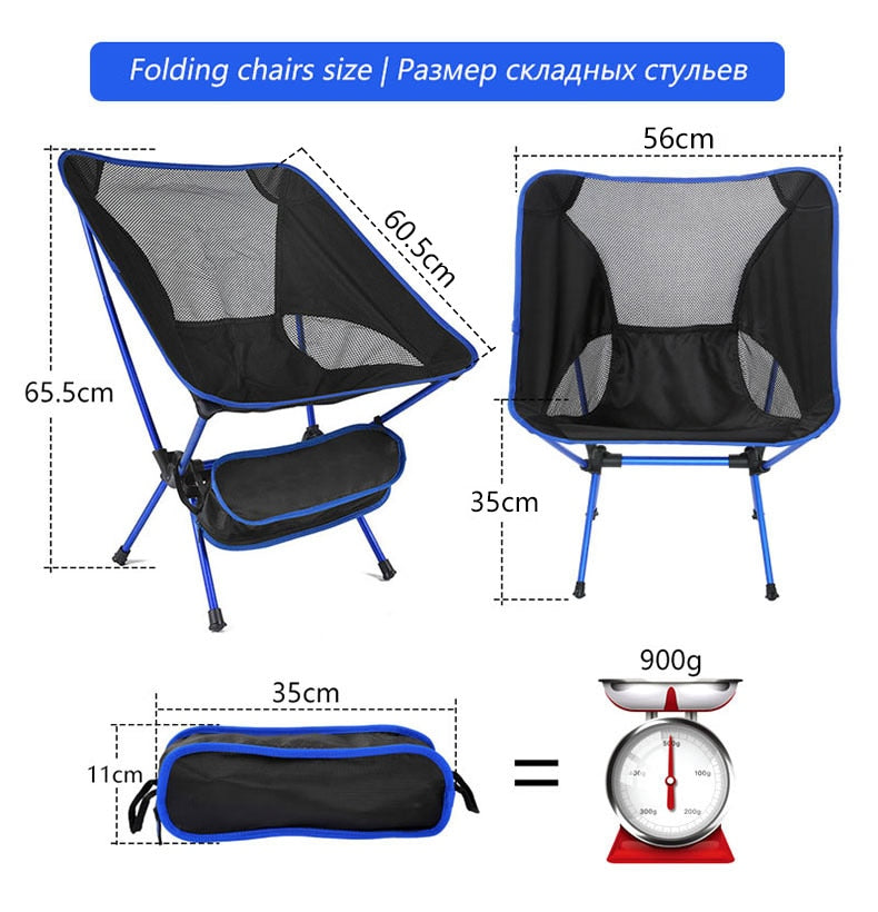 Ultralight Folding Chair Outdoor Camping Chair -   Portable Beach Hiking Picnic Seat Fishing Tools Chair
