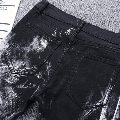 Wolf Printed Jeans Denim Pants