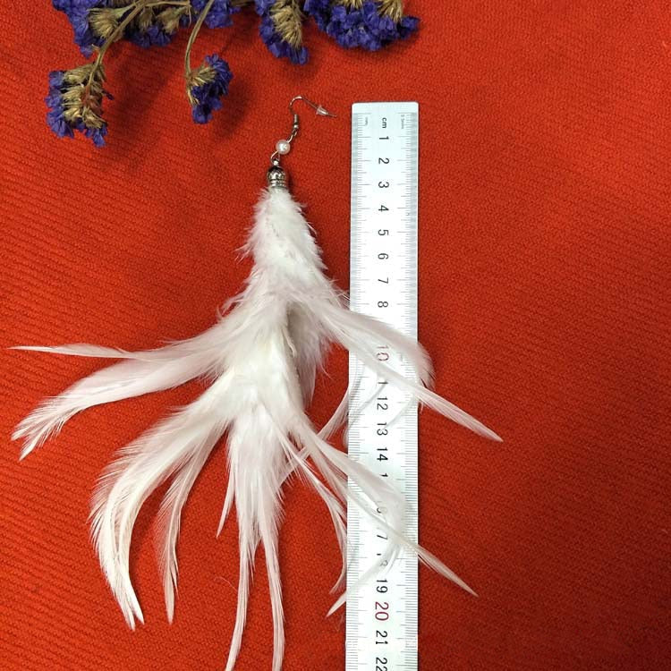 White Feather Fashion Earrings