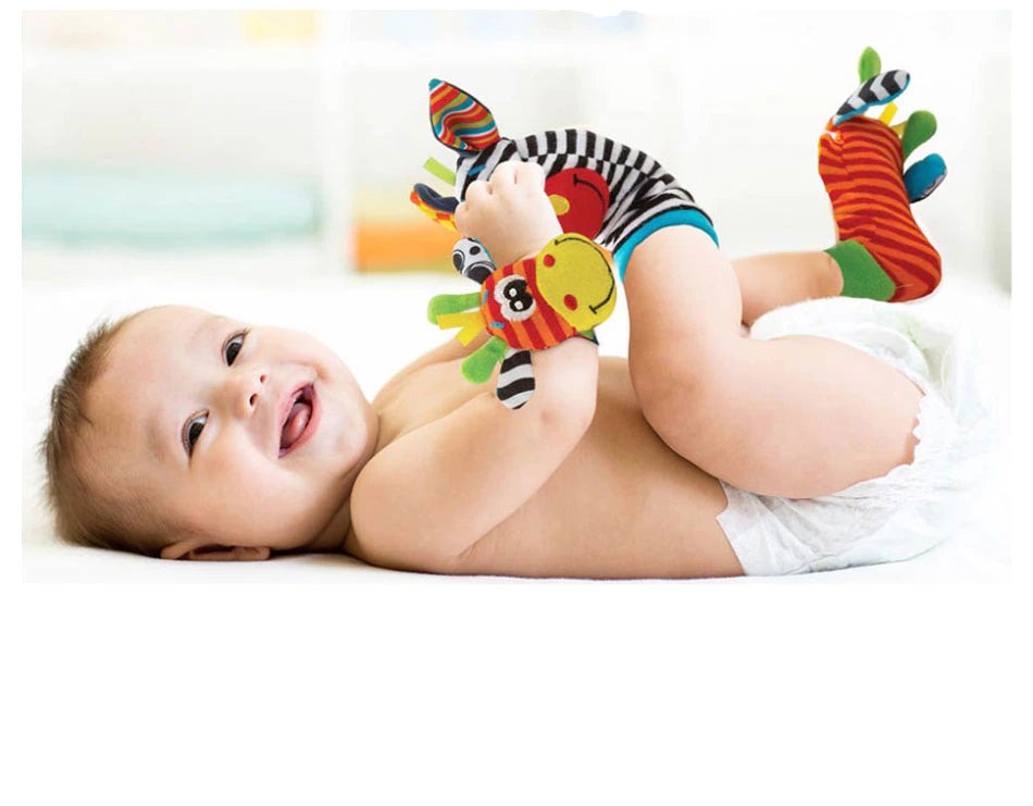 Sensorische rammelaarset voor baby's met hand- en voetspel – WackelSpaß (1 kopen, 1 gratis)