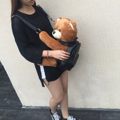 Teddy Bear Leather Backpack