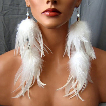 White Feather Fashion Earrings