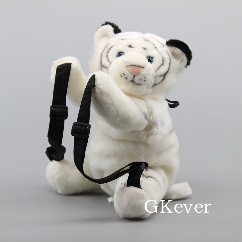 Lovely Tiger Plush Backpack White Color Tiger Stuffed Animals Soft Stuffed Toy Dolls 34 cm